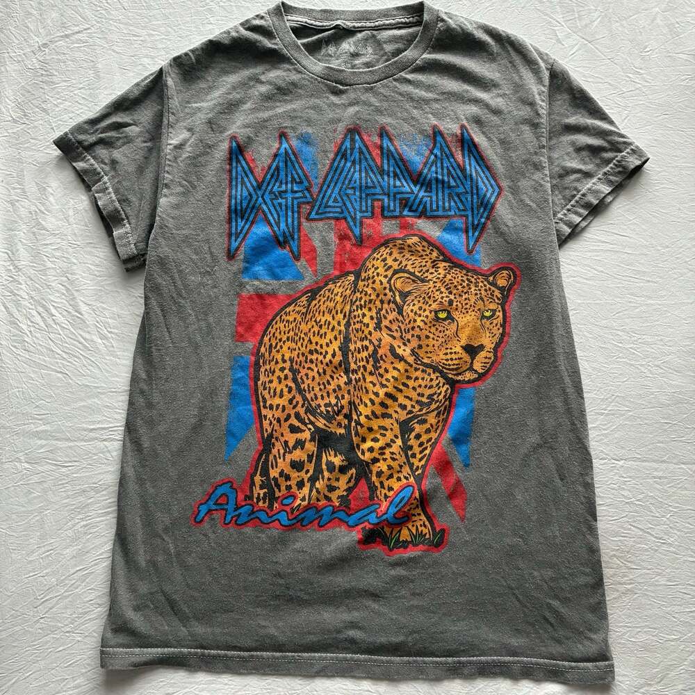 Def Leppard Y2K “Animal” Graphic Tee Charcoal Grey Size S